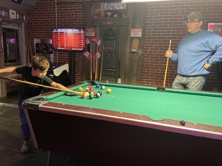Shooting Pool at Storm Shelter Pub in Avon IL1